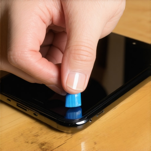 Effective method for removing dust from phone speakers Cleaning smartphone speaker mesh with blue putty