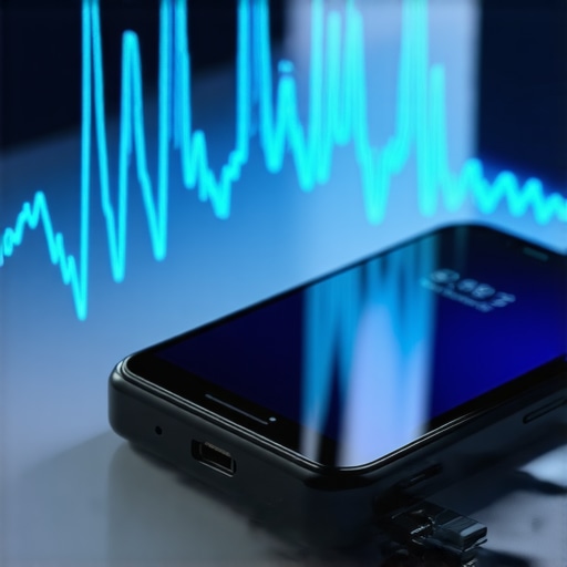 Diagram of USB-C hub electromagnetic interference affecting a smartphone signal