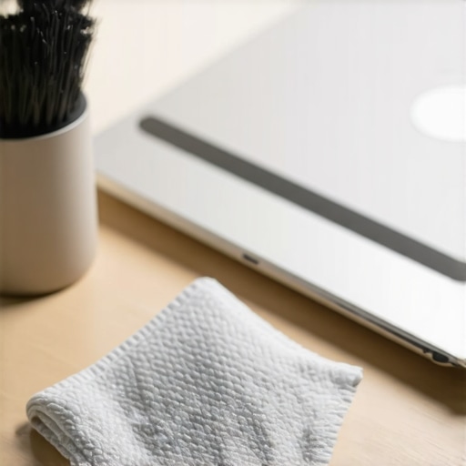Essential Home Office Maintenance Tools Close up of cleaning tools for maintaining an ergonomic home office setup.