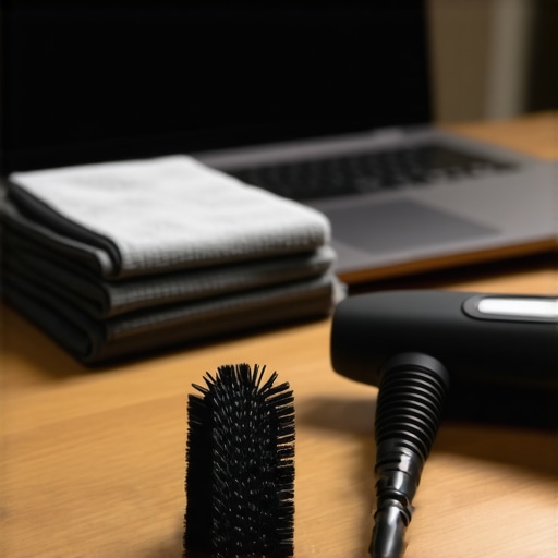 Essential Tech Maintenance Tools A professional kit for cleaning laptops and smart devices including an air blower and specialized brushes.