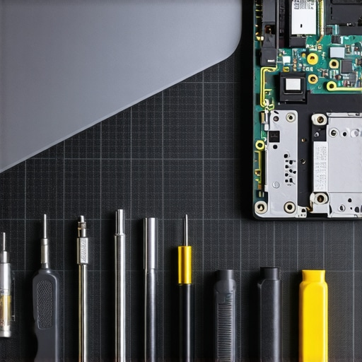 Precision screwdriver kit and laptop internals for DIY maintenance
