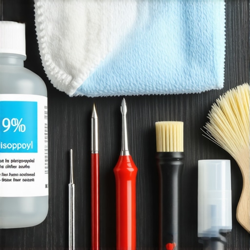 A professional tech cleaning and maintenance kit on a desk.