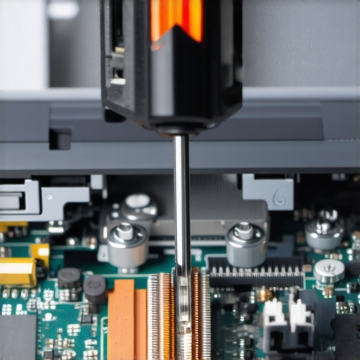 A technician carefully adjusting internal laptop components to fix clicking sounds.