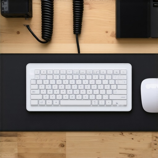 A mechanical keyboard on a large non-slip desk mat to prevent sliding.