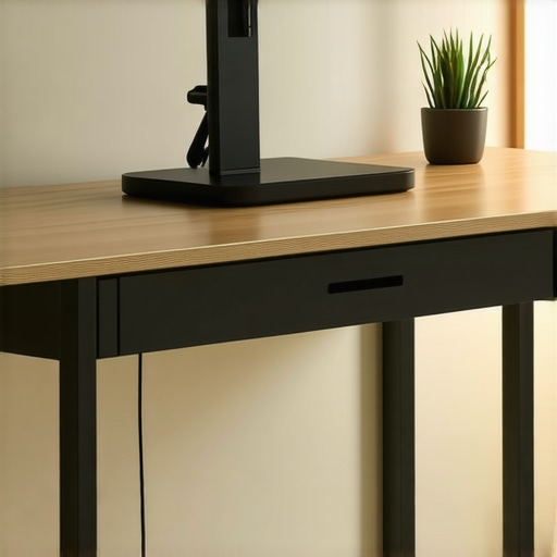 Close-up of a docking station mounted under a wooden desk for space saving