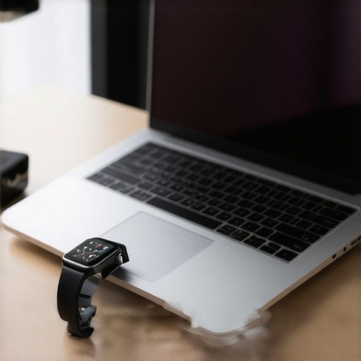 A clean, modern home office desk with a charging station and laptop setup.