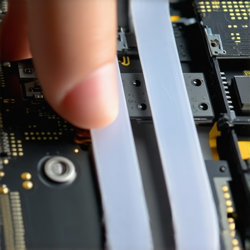 A finger pointing to the antenna insulator strips on a smartphone frame.