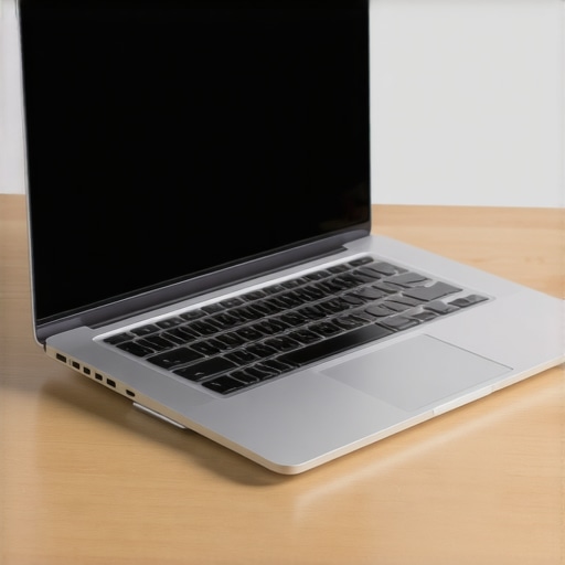 An aluminum laptop stand featuring rubber isolation pads on a desk setup