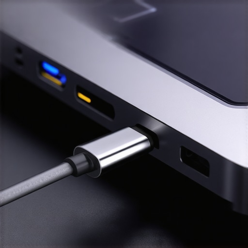Magnetic USB-C Power Adapter Setup Close-up of a magnetic charging adapter preventing port wear on a laptop