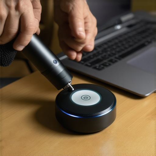 A person cleaning a smart doorbell and laptop with professional tech cleaning tools to prevent dust and lag.