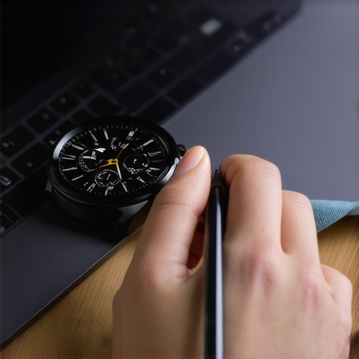 A person cleaning a smartwatch with specialized tools to maintain sensor accuracy and device speed.