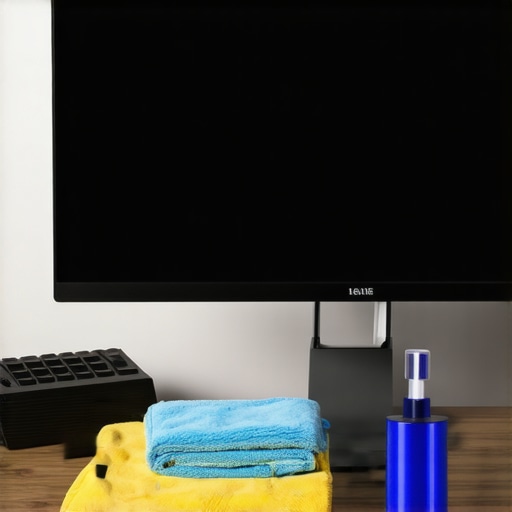 Professional monitor calibrator and tech cleaning kit on a desk.