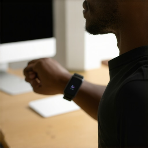 Person checking manual pulse while wearing a high-tech smartwatch to verify accuracy.