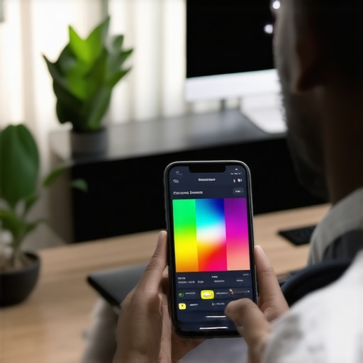 Wi-Fi analyzer app heatmap on a smartphone in a home office