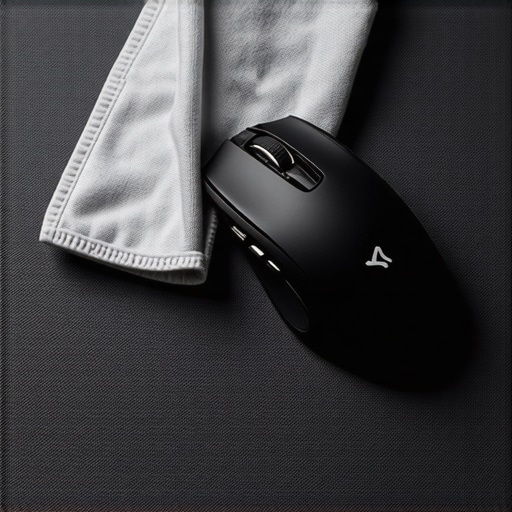 A macro shot of a microfiber cloth cleaning a high-performance fabric mouse pad