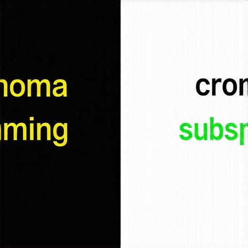 A split screen showing blurry vs sharp text on a professional monitor display.
