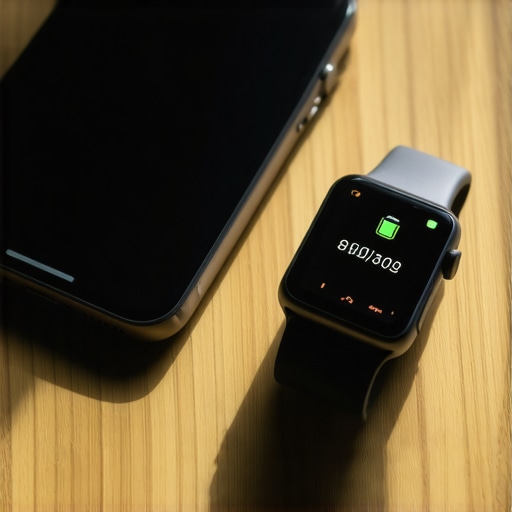 A smartphone and smartwatch charging to 80 percent on a wooden desk to illustrate battery health tips.