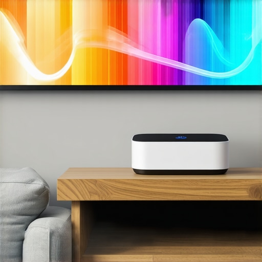 A smart home hub positioned away from walls to avoid signal interference