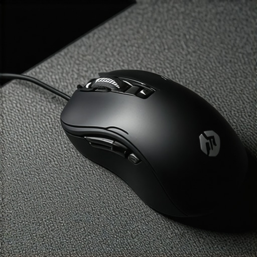 Optimized wireless mouse receiver placement on desk mat A wireless gaming mouse placed next to its USB dongle receiver on a fabric desk mat