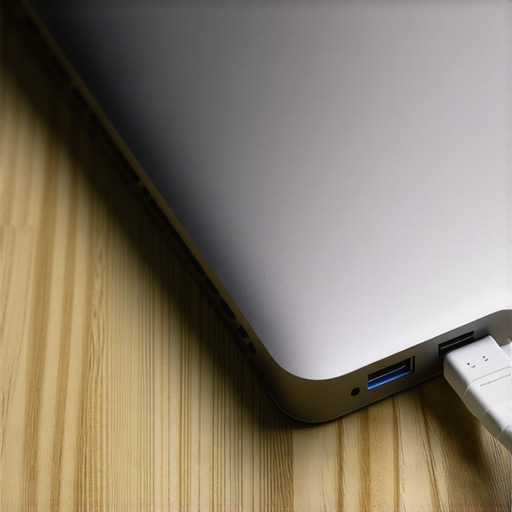 A sleek silver USB-C hub connected to cables on a desk with space for ventilation.