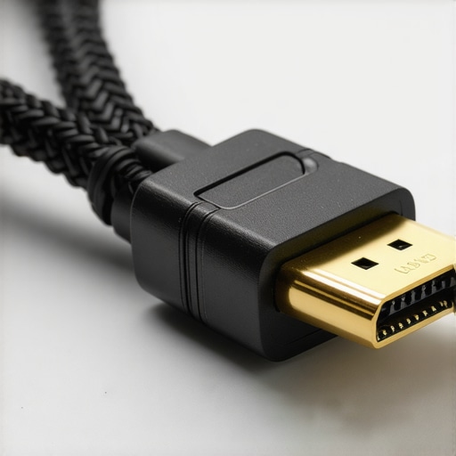 A high-quality video cable designed to prevent static interference in a home office.