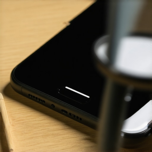 Close up of cleaning a phone port with a toothpick and loupe