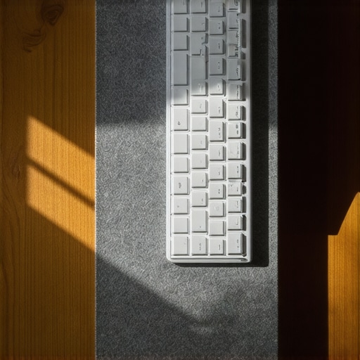 A premium mechanical keyboard sitting on a thick felt desk mat to improve typing acoustics.