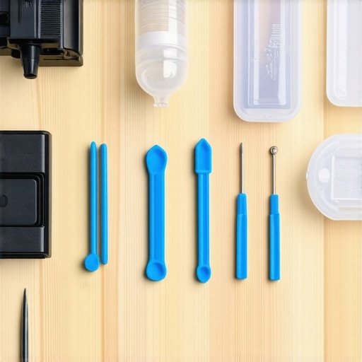 Close up of precision repair tools and cleaning supplies for high-end laptops and smart devices.