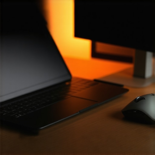 Close up of a maintained home office desk with ergonomic mouse and laptop