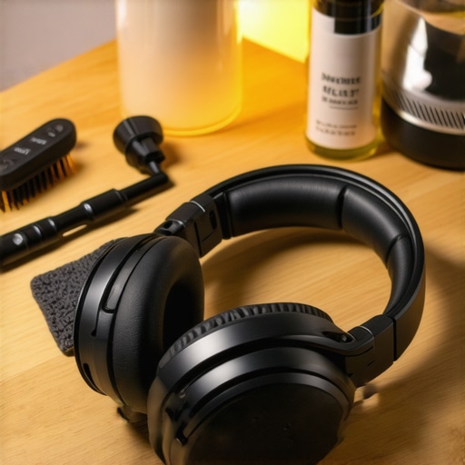 A collection of tools for cleaning and maintaining high-end audio gear and headsets.