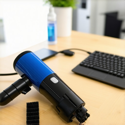 Close-up of professional cleaning tools for laptops and mechanical keyboards.