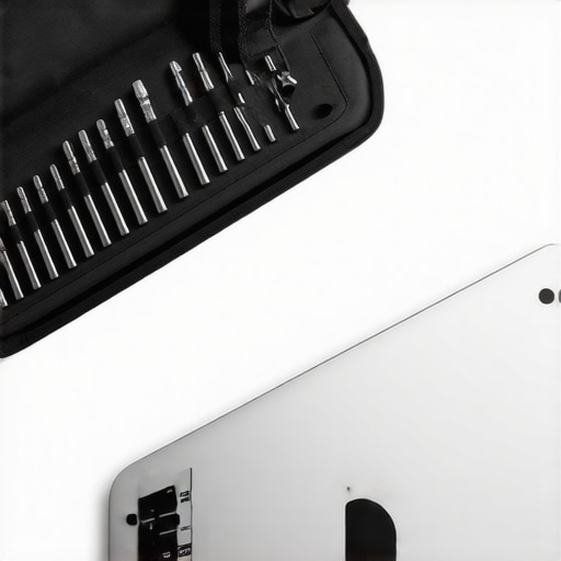 Close up of a precision screwdriver set used for laptop repair and hinge maintenance.