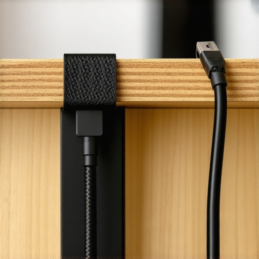 A photo demonstrating how to separate data and power cables to stop monitor flickering.