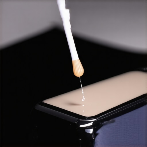 A person cleaning gold charging contacts on a wearable device with a cotton swab.