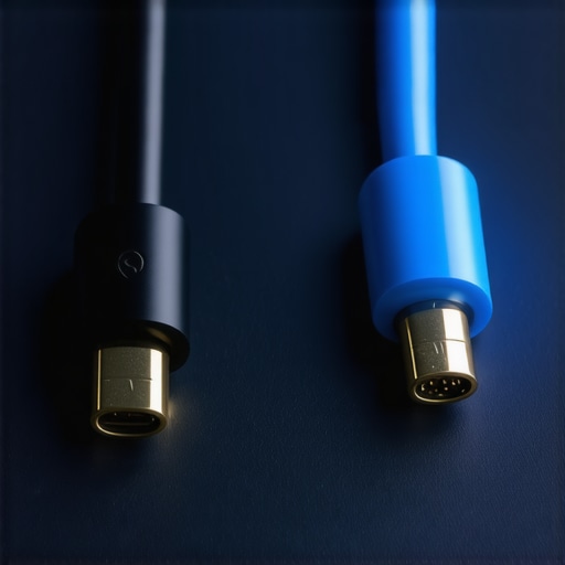A comparison between a premium thick USB-C cable and a thin damaged cable to illustrate safety risks.