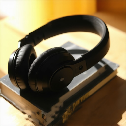 Headphones stretching over a stack of books to reduce clamping force
