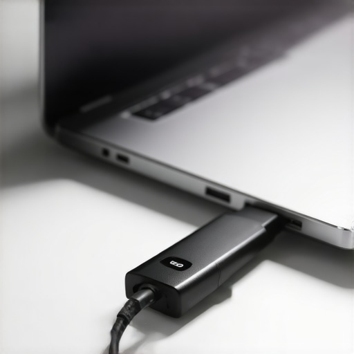 A short USB extension cable used to move a wireless mouse receiver away from USB 3.0 interference on a laptop.