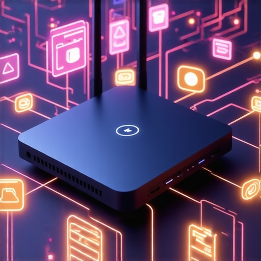 A 3D visualization showing how multiple smart devices can congest a home Wi-Fi network with overlapping data lines.