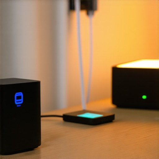 A dedicated battery backup powering a smart home hub to prevent reboots.