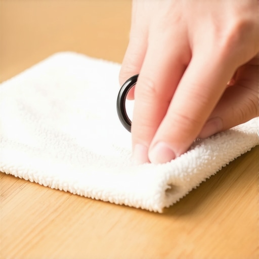 Cleaning a smart ring sensor with a microfiber cloth