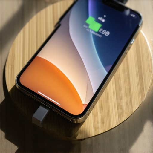 Close-up of a smartphone on a wireless charging pad showing heat management concepts