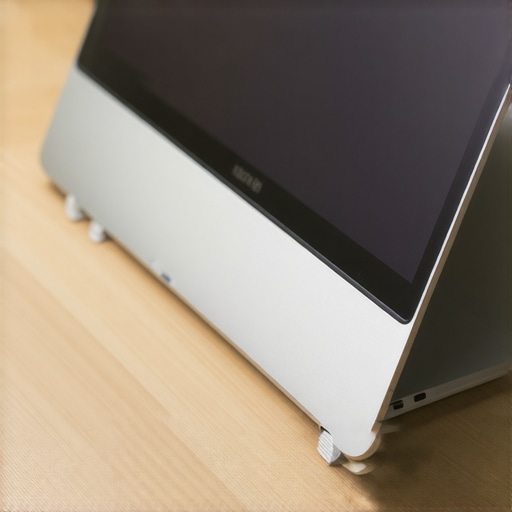 Close-up of clear silicone bumpers on a laptop base for improved grip and airflow.