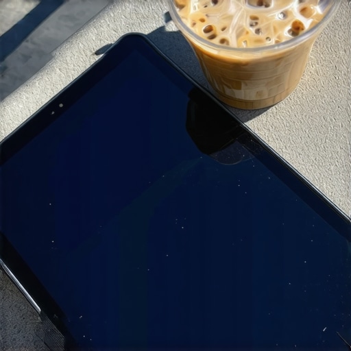 Tablet on an outdoor table with its case removed to prevent thermal display dimming