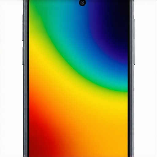 Close-up of a smartphone screen with a rainbow air gap under a glass protector