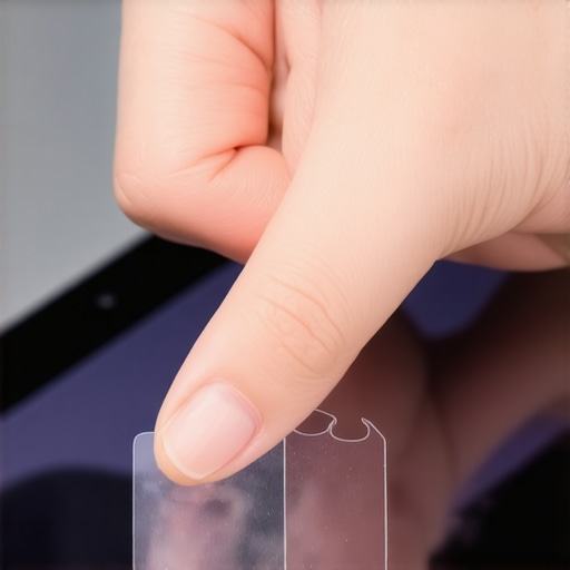 The Tape Extraction Method for Screen Protectors Close-up of lifting a screen protector with tape to remove dust and air bubbles.