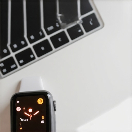 The hidden distractions of high-end home office gear A smartwatch and laptop on a desk showing digital health alerts