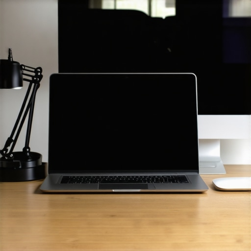 Close up of a professional laptop setup with high-quality cables