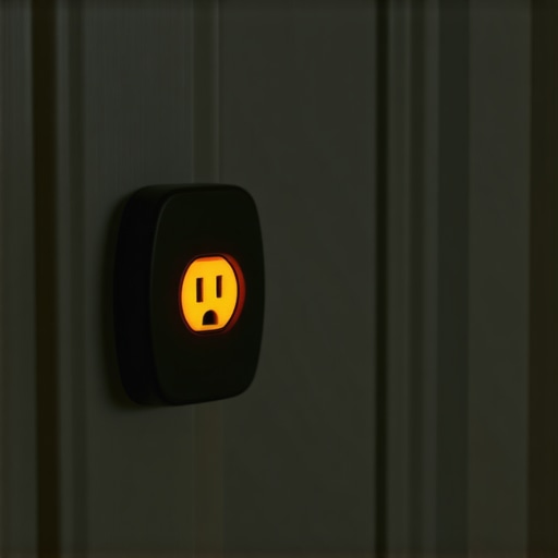 A thermal camera showing high temperature heat signatures on a smart home plug in a wall outlet.