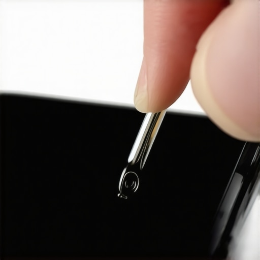 Close-up of a paperclip being used to eject a SIM card tray from a smartphone