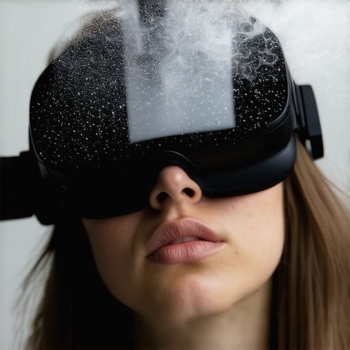 Using a rocket blower on VR lenses A hand holding a rocket air blower to remove dust from VR headset optics.